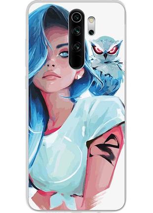 Силиконовый чехол с рисунком для xiaomi redmi note 8 pro девушка с совой