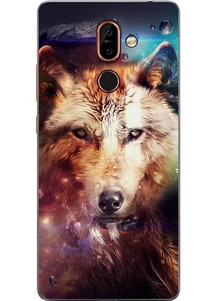 Чохол силіконовий для nokia 7 plus з картинкою космічний вовк