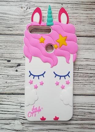 Об'ємний 3d силіконовий чохол my little pony для huawei y7 prime 2018 / y7 2018 / nova 2 lite білий єдиноріг