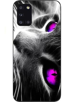 Силиконовый чехол для samsung a31 galaxy a315f с картинкой красивый кот