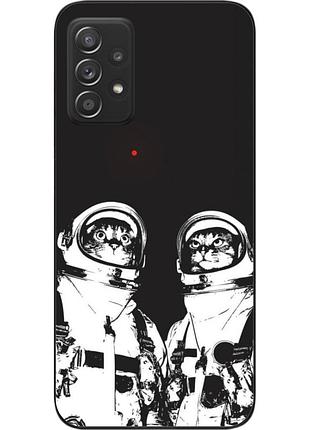 Силиконовый чехол бампер для samsung a52 galaxy a525f с картинкой космонавты коты