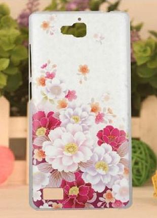 Чохол-накладка для huawei honor 3c з картинкою квіти