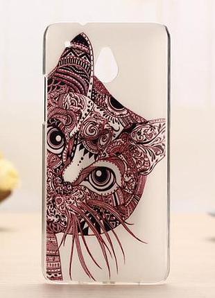 Силиконовый чехол накладка для htc one mini с картинкой кот
