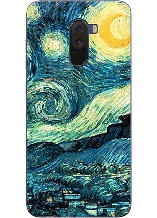 Чехол силиконовый для xiaomi pocophone f1 с картинкой лунная ночь