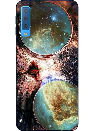 Оригінальний чохол накладка для samsung a750f galaxy a7 2018 з картинкою космічний кіт