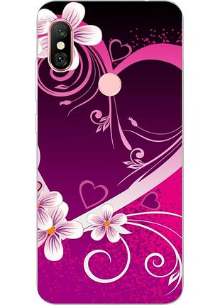 Бампер силіконовий чохол з картинкою для xiaomi redmi note 6 pro серце