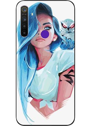 Силіконовий чохол для realme 6i з картинкою дівчина з совою