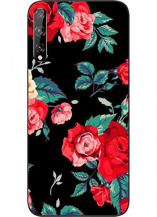 Силиконовый чехол для huawei p smart s с картинкой розы