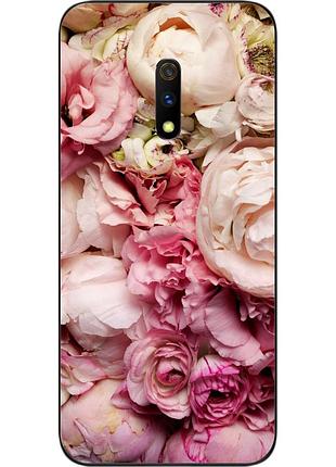 Чехол силиконовый для realme x с картинкой пионы
