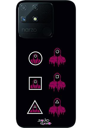 Силиконовый чехол epik для realme narzo 50a с картинкой игра в кальмара солдаты