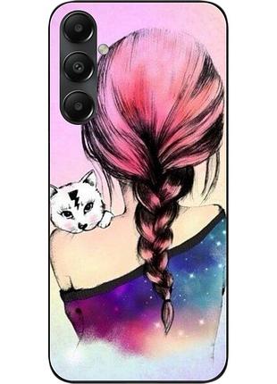 Силіконовий чохол epik для samsung galaxy a05s з картинкою дівчина з кошеням