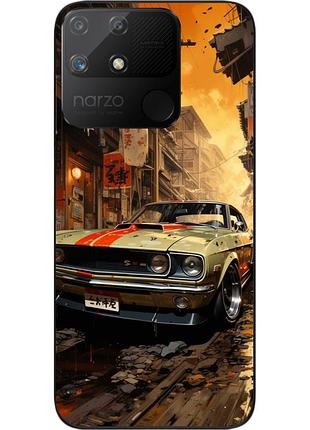 Силиконовый чехол бампер epik для realme narzo 50a с картинкой старый мустанг