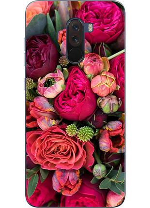 Чехол силиконовый для xiaomi pocophone f1 с картинкой букет