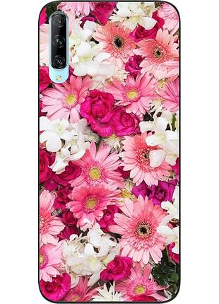 Силиконовый чехол бампер для huawei p smart pro с картинкой нежные цветы