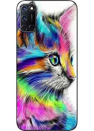 Силіконовий чохол для oppo a72 з картинкою різнобарвний котик