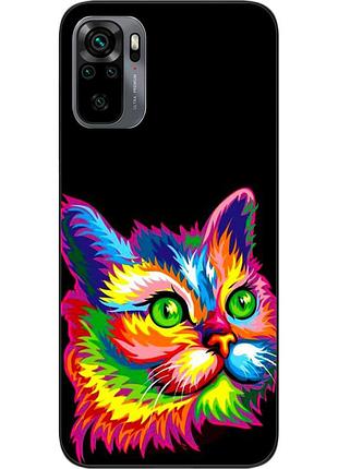 Силіконовий чохол для xiaomi redmi note 10 з картинкою яскравий кіт