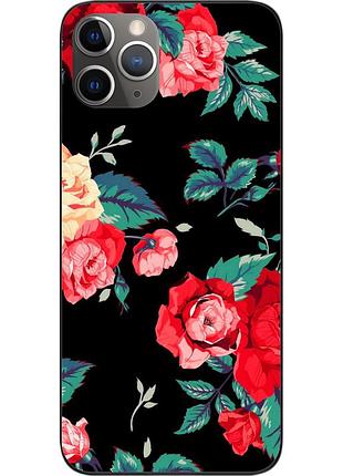 Бампер силиконовый чехол для iphone 11 pro с картинкой красные розы