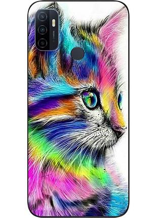 Силіконовий чохол для oppo a53 з картинкою різнобарвний котик