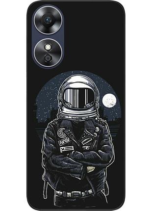 Силиконовый чехол бампер epik для oppo a17 с картинкой космонавт и луна