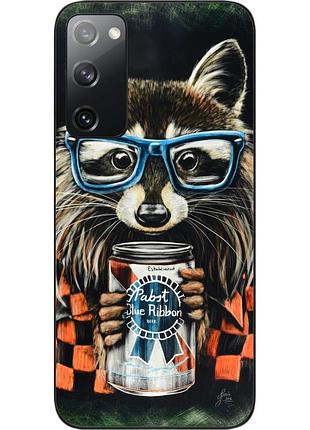 Силиконовый чехол epik для samsung galaxy s20 fe с картинкой енот в очках