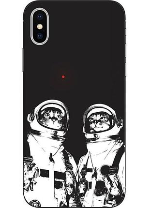 Силиконовый чехол бампер для iphone xs с картинкой космонавты коты
