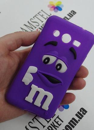 Объемный 3d силиконовый чехол для samsung galaxy core 2 g355 m&m's фиолетовый