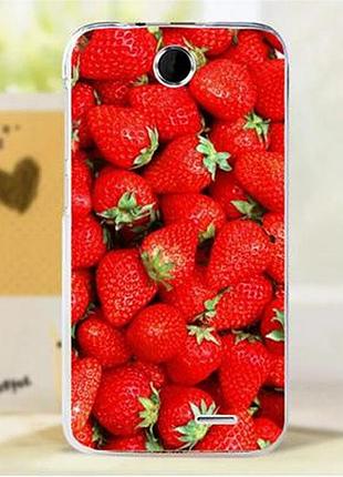 Силиконовый чехол накладка для htc desire 310 с картинкой клубника
