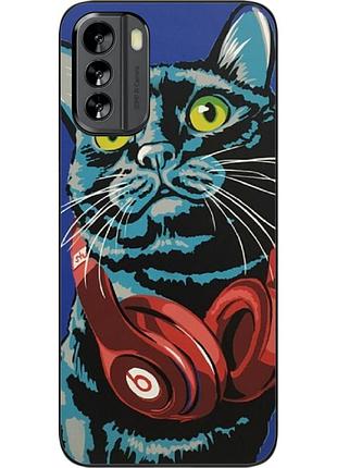 Силиконовый чехол epik для nokia g60 с картинкой кот с наушниками
