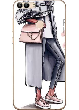 Силиконовый чехол бампер для huawei p smart с картинкой fashion