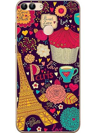 Силиконовый чехол для huawei p smart с картинкой париж sweet love