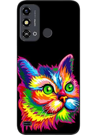 Силиконовый чехол для zte blade a53 с картинкой яркий кот