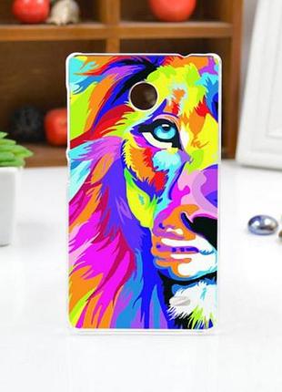 Чохол накладка для nokia x з принтом різнобарвний лев
