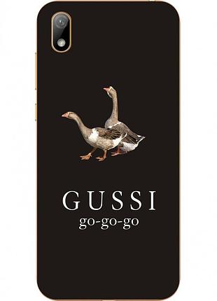 Антибрендовый силиконовый чехол для huawei y5 2019 с картинкой gussi go go