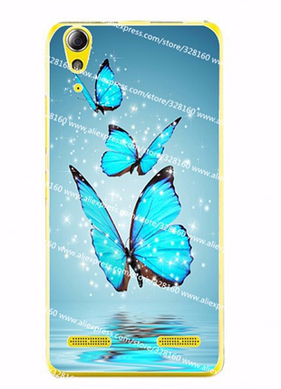 Силиконовый бампер для lenovo a6010 с принтом три бабочки