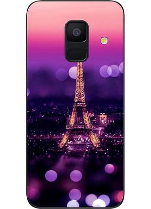 Бампер силиконовый чехол для samsung a6 2018 galaxy a600f с картинкой париж ночью