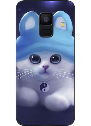 Чехол силиконовый для samsung a6 2018 galaxy a600f с картинкой котенок