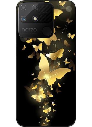 Силиконовый чехол epik для realme narzo 50a с картинкой золотые бабочки
