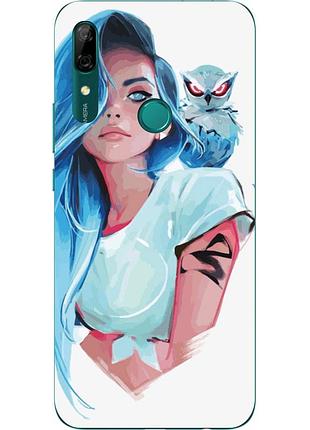 Силиконовый чехол с рисунком для huawei p smart z девушка с совой