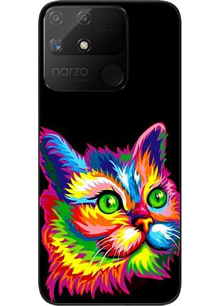 Силіконовий чохол epik для realme narzo 50a з картинкою яскравий кіт