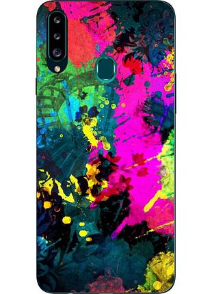 Силиконовый чехол бампер для samsung a20s galaxy a207f с картинкой яркая абстракция