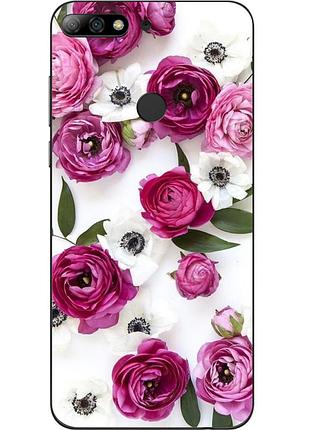 Силіконовий чохол бампер для huawei y6 prime 2018 / honor 7a pro з картинкою квіти