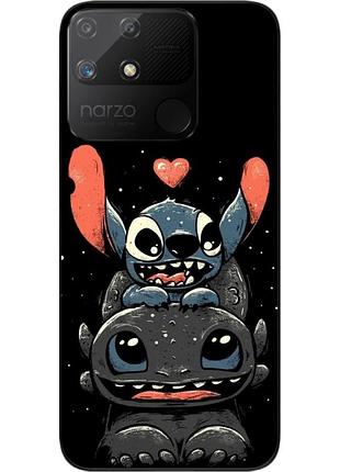 Силиконовый чехол бампер epik для realme narzo 50a с картинкой беззубик и стич