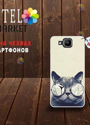 Оригінальний чохол панель накладка для doogee x9 mini з принтом кіт в окулярах