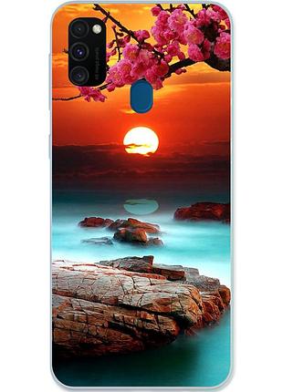 Силиконовый бампер для samsung m30s galaxy m307f с картинкой красивый закат