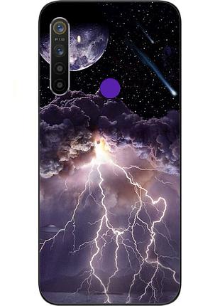 Силиконовый чехол бампер для realme 5i с картинкой молния