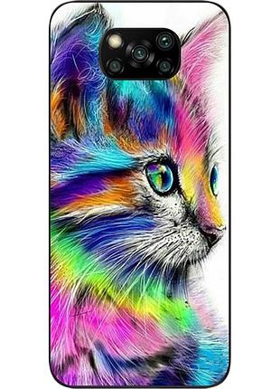 Силіконовий чохол для xiaomi poco x3 з картинкою різнобарвний котик