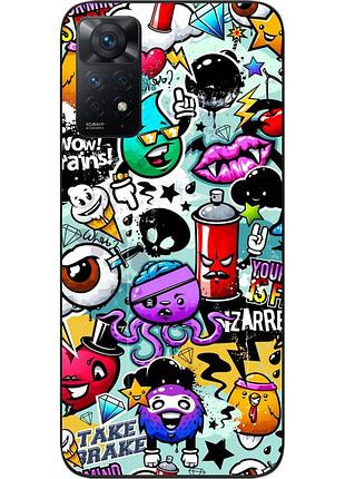 Силиконовый чехол для xiaomi redmi note 11 pro с картинкой стикеры