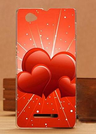 Силиконовый чехол бампер для sony xperia m c1905 с картинкой сердечки