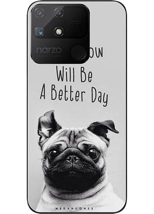 Бампер силиконовый чехол epik для realme narzo 50a с картинкой мопс