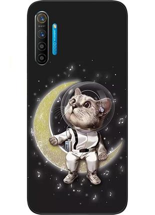 Силиконовый чехол с картинкой для realme xt кот на луне